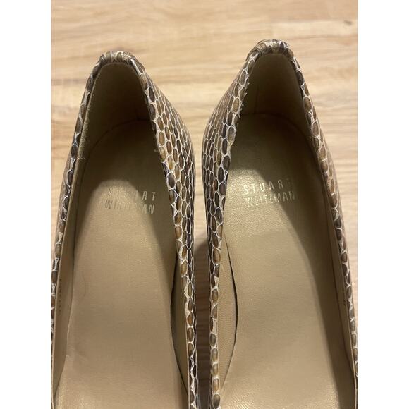Stuart Weitzman Logo Plainfield Sea Crystal Mushroom Snake Skin Heels 6.5 Womens - Picture 5 of 7